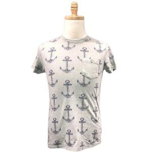 Creative Destruction Gray with Navy Anchors Print and a Button Pocket